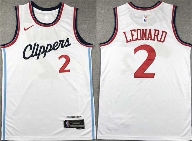 Mens Los Angeles Clippers #2 Kawhi Leonard White Stitched Jersey->->NBA Jersey